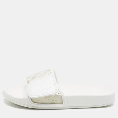 Pre-owned Jimmy Choo Size 37 White/transperent Rubber Pool Slides
