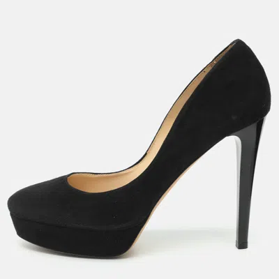 Pre-owned Jimmy Choo Size 39.5 Black Suede Platform Pumps