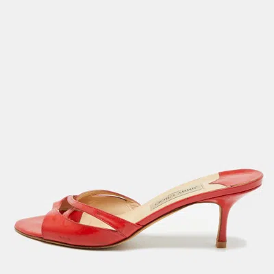 Pre-owned Jimmy Choo Size 40 Red Patent Leather Slide Sandals