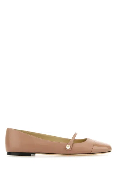 Jimmy Choo Skin Pink Nappa Leather Ballerinas In Brown