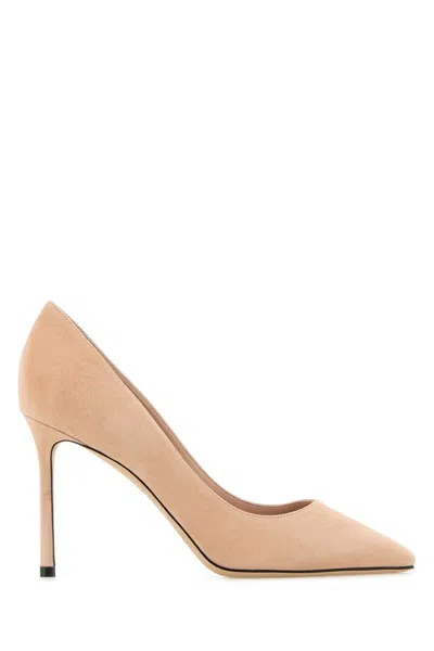 Jimmy Choo Skin Pink Suede Romy 85 Pumps