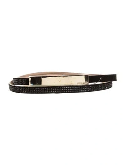 Pre-owned Jimmy Choo Skinny Crystal Belt In Black