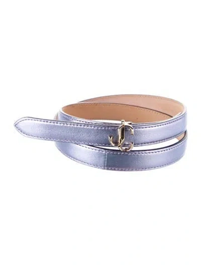 Pre-owned Jimmy Choo Skinny Leather Belt In Purple