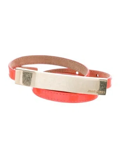 Pre-owned Jimmy Choo Skinny Patent Leather Belt In Orange