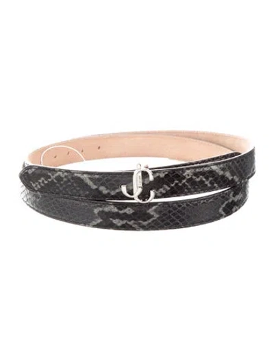 Pre-owned Jimmy Choo Skinny Snakeskin Belt Kit In Black