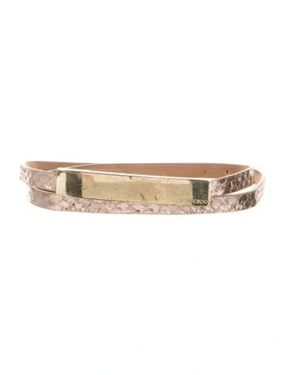 Pre-owned Jimmy Choo Skinny Snakeskin Belt In Pink