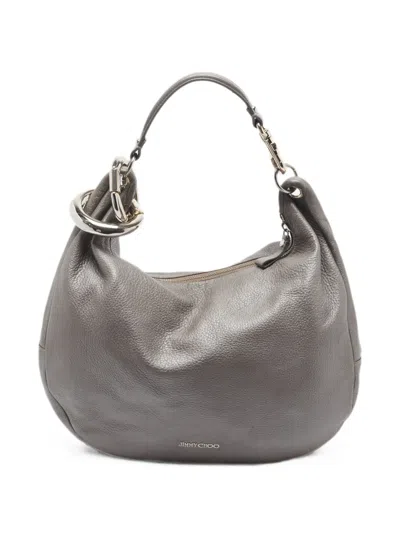 Pre-owned Jimmy Choo Sky Leather Shoulder Bag In Gray