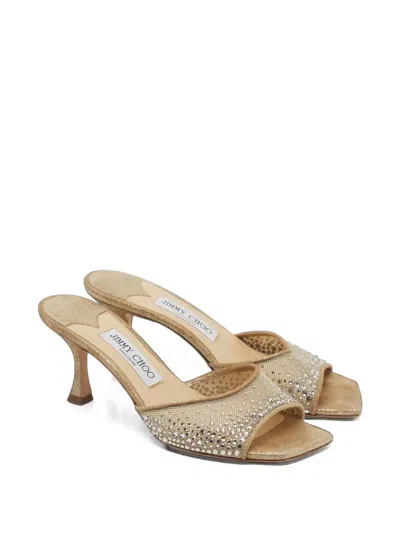 Pre-owned Jimmy Choo Sky Mesh Mules In Gold
