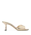 Jimmy Choo Metallic-effect Leather Square-toe Heeled Sandals In Gold