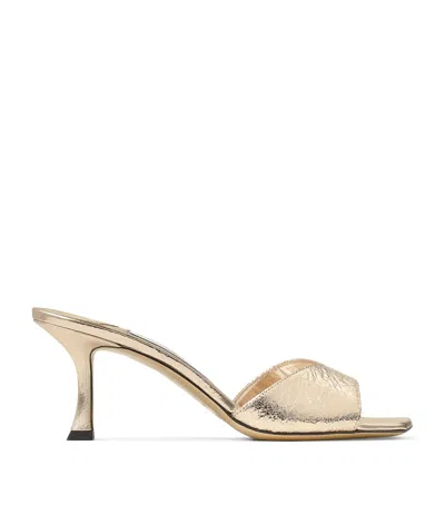 JIMMY CHOO SKYE 70 CRACKED METALLIC MULES