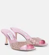Jimmy Choo Verzierte Pantoletten Skye 70 Aus Metallic-leder In Pink