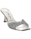 Jimmy Choo Glittered Leather Sandals With Sculpted Heel In Silver