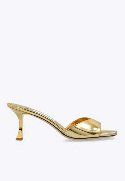 Jimmy Choo Skye 70 Leather Mules In Gold