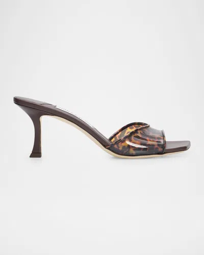 Jimmy Choo Skye 70 Mm Tortoiseshell Tpu Sandals In Brown