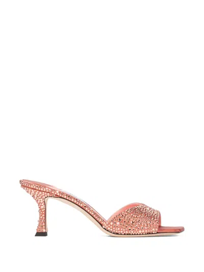 Jimmy Choo Skye 70 Crystal-embellished Satin Mules In Pink