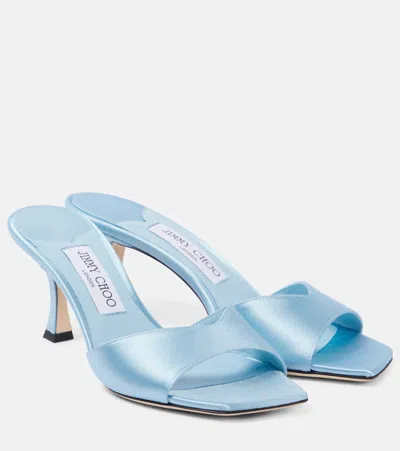 Jimmy Choo Skye 70 Satin Mules In Blue