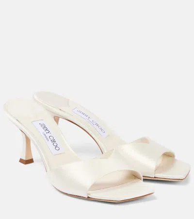 Jimmy Choo Skye 70 Satin Mules In White