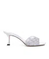 Jimmy Choo Glittered Leather Sandals With Sculpted Heel In White