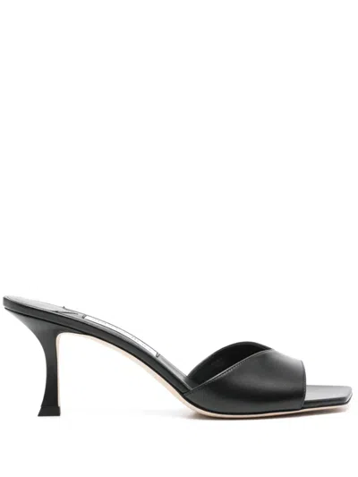 Jimmy Choo Women Skye 70 Leather Heel Sandals In Black
