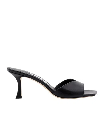 Jimmy Choo Women Skye 70 Leather Heel Sandals In Black