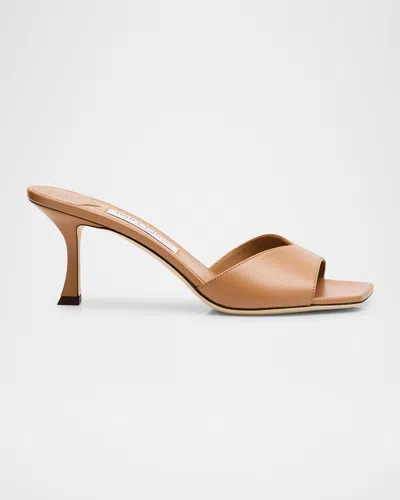 Jimmy Choo Skye Leather Slide Sandals In Biscuit