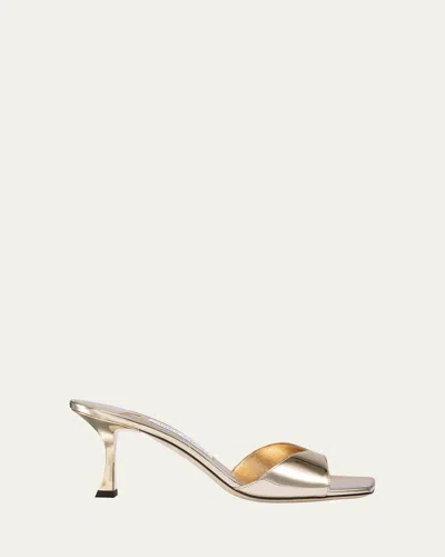 Jimmy Choo Skye Metallic Leather Slide Sandals In Gold