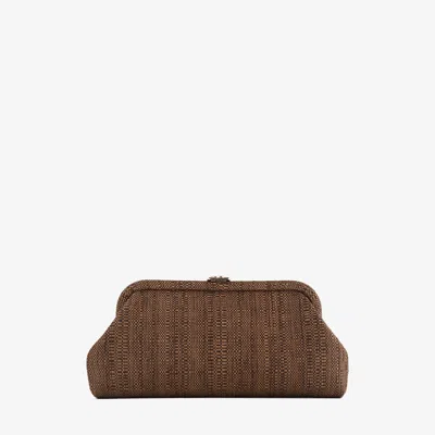 Jimmy Choo Skylar Tan Fine Raffia Clutch Bag With Square Jc Clasp Tan/light Gold One Size