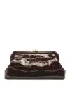 Jimmy Choo Skylar Croc Embossed Patent Leather Clutch In Burgundy