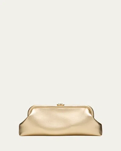 Jimmy Choo Skylar Frame Metallic Leather Clutch Bag In Light Gold