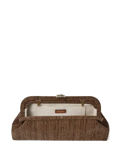 Jimmy Choo Skylar Logo-plaque Clutch Bag In Brown