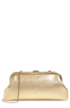 Jimmy Choo Skylar Frame Metallic Leather Clutch Bag