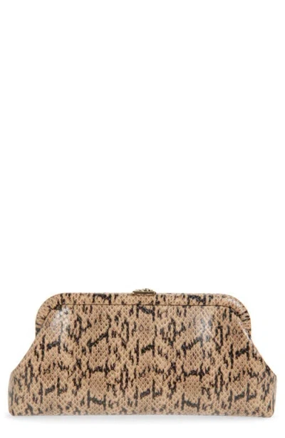 Jimmy Choo Skylar Snake Embossed Clutch In Brown