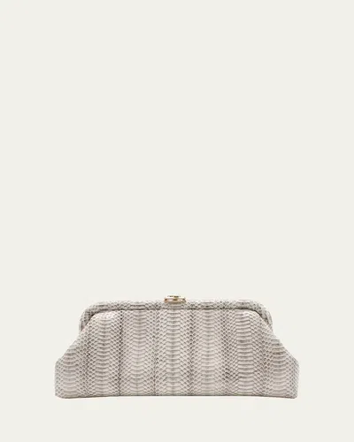 Jimmy Choo Skylar Snake-print Leather Clutch Bag With Jc Clasp In Gold