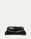Jimmy Choo Skylar Snake-print Leather Clutch Bag With Jc Clasp In Black