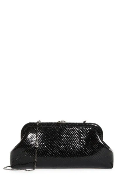Jimmy Choo Skylar Snakeskin Embossed Leather Clutch