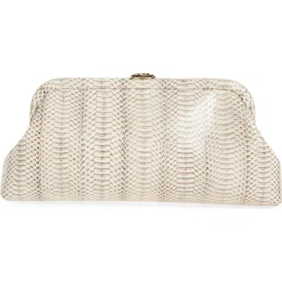 JIMMY CHOO JIMMY CHOO SKYLAR SNAKESKIN EMBOSSED LEATHER CLUTCH