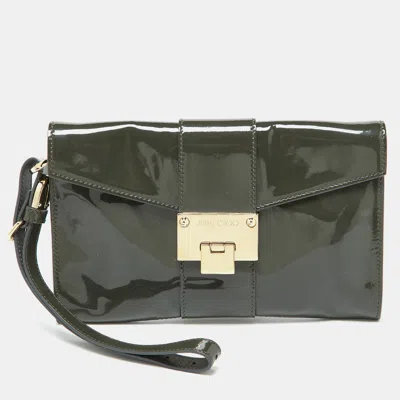 Pre-owned Jimmy Choo Slate Green Patent Leather Rebel Clutch