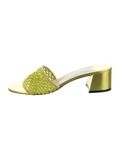 Pre-owned Jimmy Choo Slides In Green/metallic