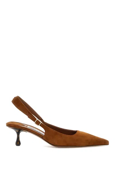 Jimmy Choo Amel 50 Slingback Suede Heeled Courts In Brown