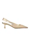 Jimmy Choo Amel 50 Mirrored Leather-trimmed Crystal-embellished Mesh Slingback Pumps In Gold