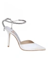 JIMMY CHOO SLINGBACK SAEDA 100 IN SATIN WITH APPLIED CRYSTALS