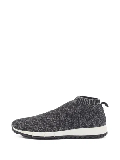 Pre-owned Jimmy Choo Slip-on Knit Sneakers In Black