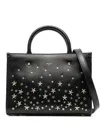 Jimmy Choo Varenne Star Studded Leather Tote Bag In Black