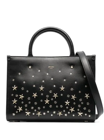 Jimmy Choo Varenne Star Studded Leather Tote Bag In Black