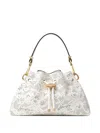 Jimmy Choo Small Cinch Perforated-lace Drawstring Shoulder Bag In White