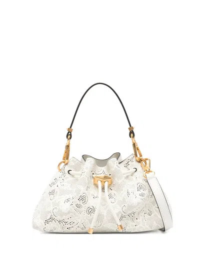 Jimmy Choo Small Cinch Perforated Tote Bag In White