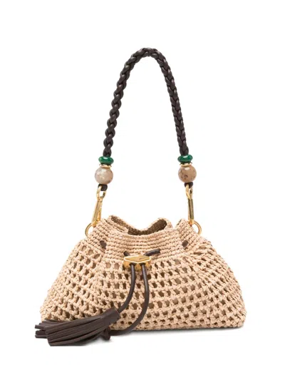 Jimmy Choo Cinch Raffia Crochet Tote Bag In Neutral