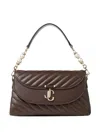 Jimmy Choo Small Curve Leather Shoulder Bag In Brown