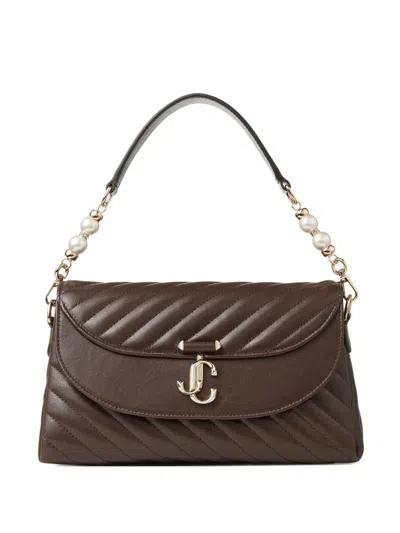 Jimmy Choo Small Curve Leather Shoulder Bag In Brown