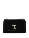 Jimmy Choo Small Curve Velvet Cross Body Bag In Black